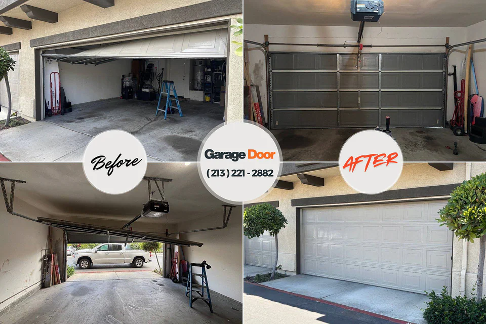 Before and after: garage door repair South Roxana, IL